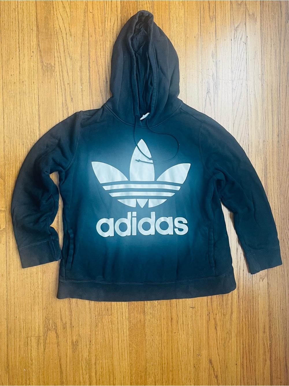 Women’s l large  adidas Black Hoodie with White Trefoil Logo